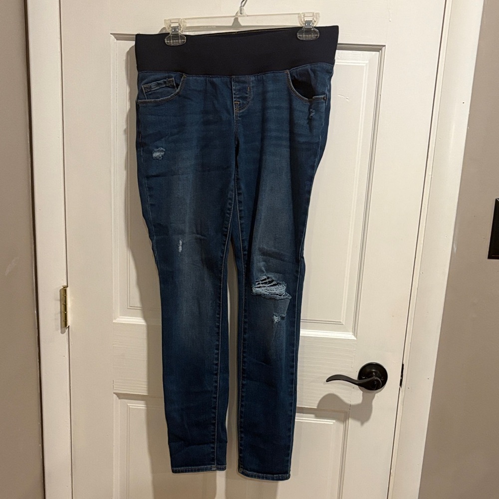 Old Navy Dark Blue Distressed Maternity Jeggings